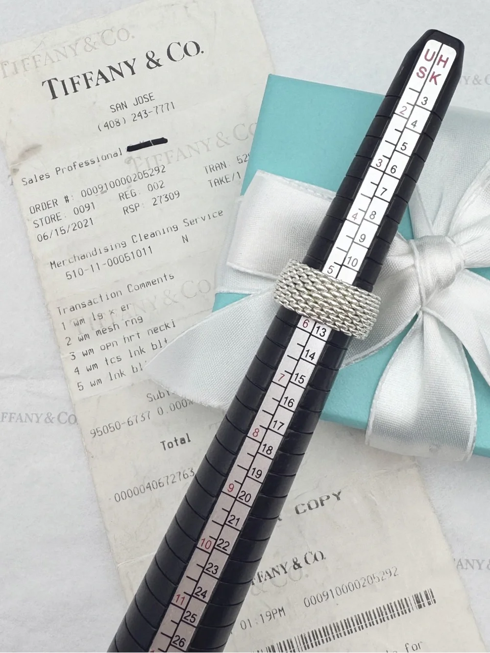 Tiffany & Co. Somerset Mesh Ring Band Sterling Silver 925 Size 5 Gift Box Pouch - Picture 3 of 8